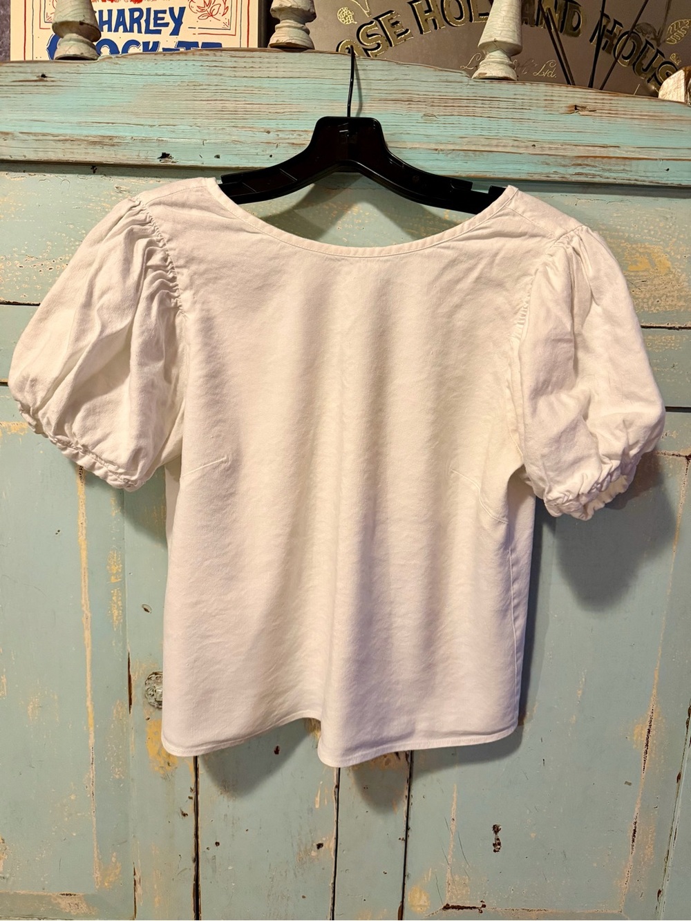 ANTONIO MELANI White Puff-Sleeve Cotton Top - Buttoned Up Back